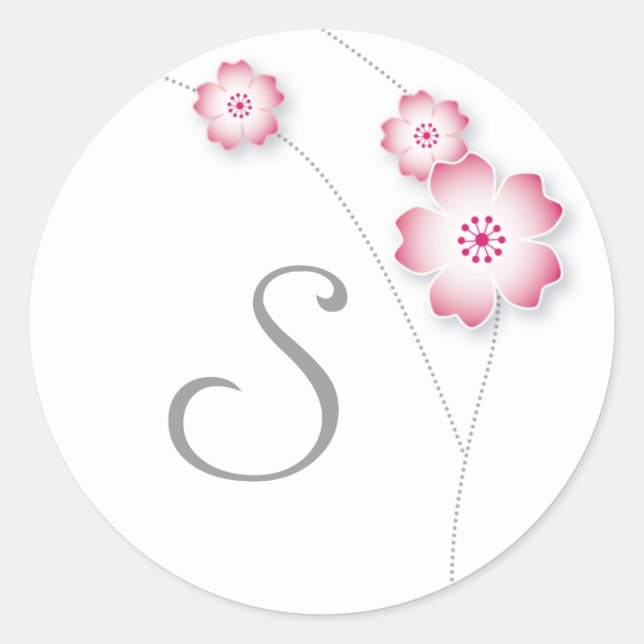 Cherry Blossom Monogram Sticker (Vorderseite)