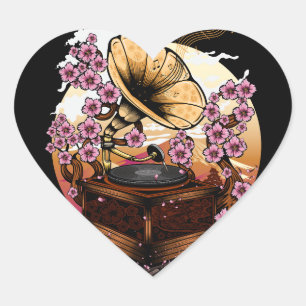 Cherry Blossom Musical Herz-Aufkleber