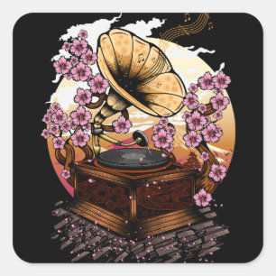 Cherry Blossom Musical Quadratischer Aufkleber