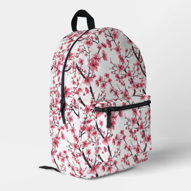 Cherry Blossom Muster Bedruckter Rucksack (Rückseitige Ecke links)