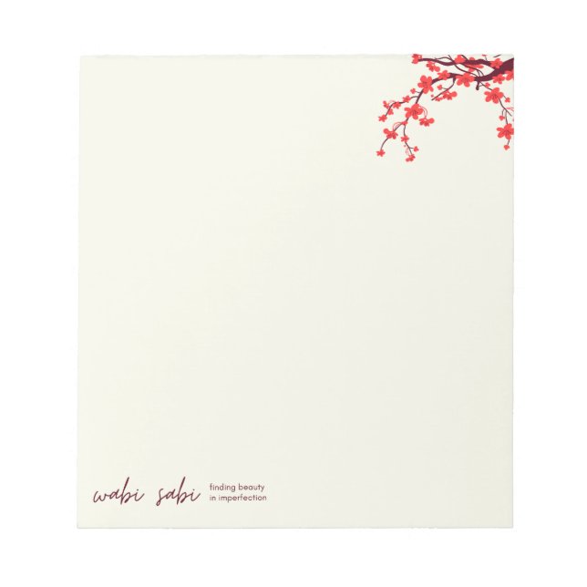 Cherry Blossom Notepad - Sakura, Wabi sabi Notepad Notizblock (Vorderseite)