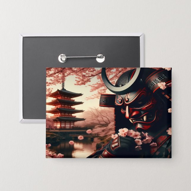 Cherry Blossom Oni Button (Vorderseite/Rückseite)