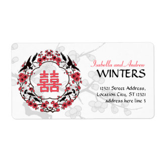 Cherry Blossom Oriental-Adressetikett