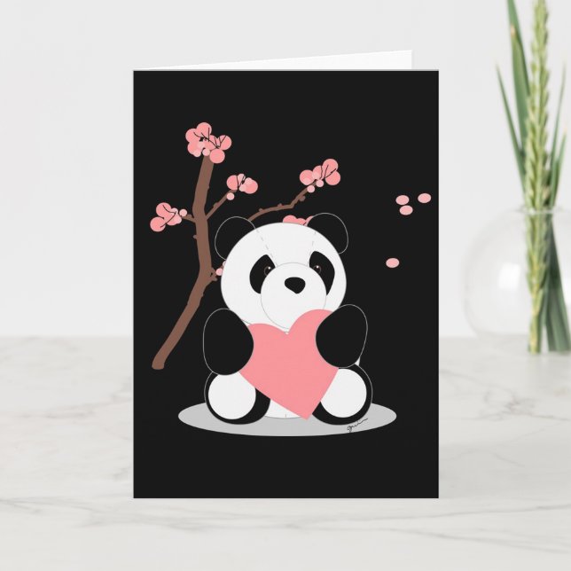 Cherry Blossom Panda Karte (Vorderseite)