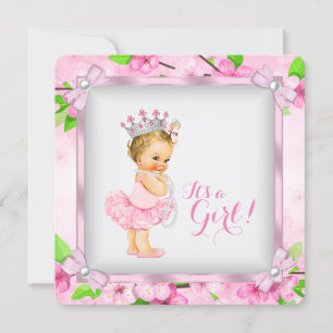 Cherry Blossom Pearl Girls Tutu Babydusche Einladung