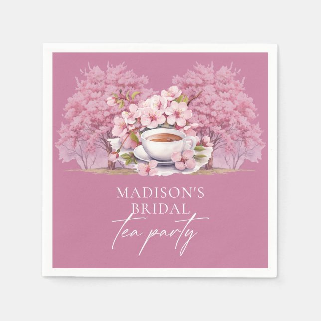 Cherry Blossom Personalisiert Bridal Tea Dusche Serviette (Vorderseite)