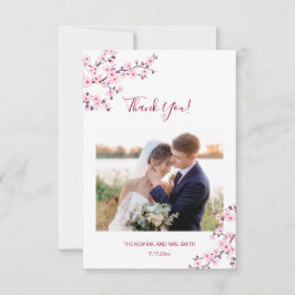 Cherry Blossom Photo Wedding Thank You Card Dankeskarte