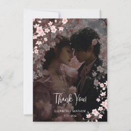 Cherry Blossom Photo Wedding Thank You Dankeskarte