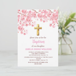 Cherry Blossom Pink Blumenkreuz Taufe Einladung