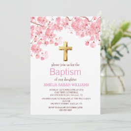 Cherry Blossom Pink Blumenkreuz Taufe Einladung