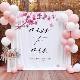 Cherry Blossom Pink Butterfly Brautparty Wandteppich