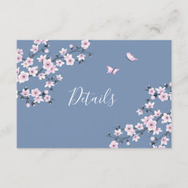 Cherry Blossom Pink Dusty Blue Wedding Details Begleitkarte