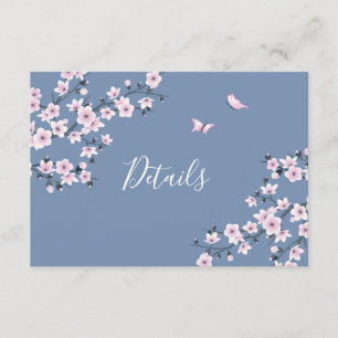 Cherry Blossom Pink Dusty Blue Wedding Details Begleitkarte