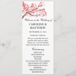Cherry Blossom Pink Floral Wasserfarbe Hochzeit Programm