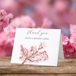 Cherry Blossom Pink Floral Wedding Vielen Dank Dankeskarte