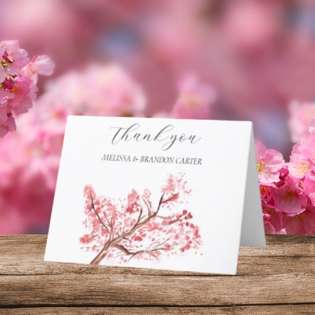Cherry Blossom Pink Floral Wedding Vielen Dank Dankeskarte (Von Creator hochgeladen)