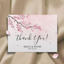 Cherry Blossom Pink Floral Wedding Vielen Dank Postkarte