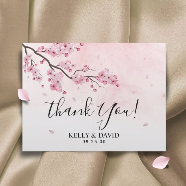 Cherry Blossom Pink Floral Wedding Vielen Dank Postkarte (Von Creator hochgeladen)