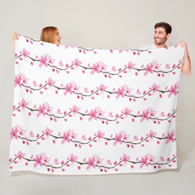 Cherry Blossom Pink Japanische Sakura Kawaii Fleec Fleecedecke (Beispiel)