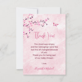 Cherry Blossom Pink Marble Baby Dusche Vielen Dank Dankeskarte