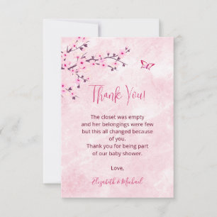 Cherry Blossom Pink Marble Baby Dusche Vielen Dank Dankeskarte
