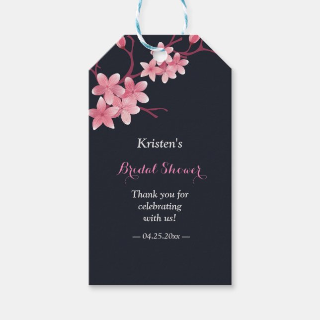 Cherry Blossom Pink Marine Blumenstrauß Brautparty Geschenkanhänger (Vorderseite)