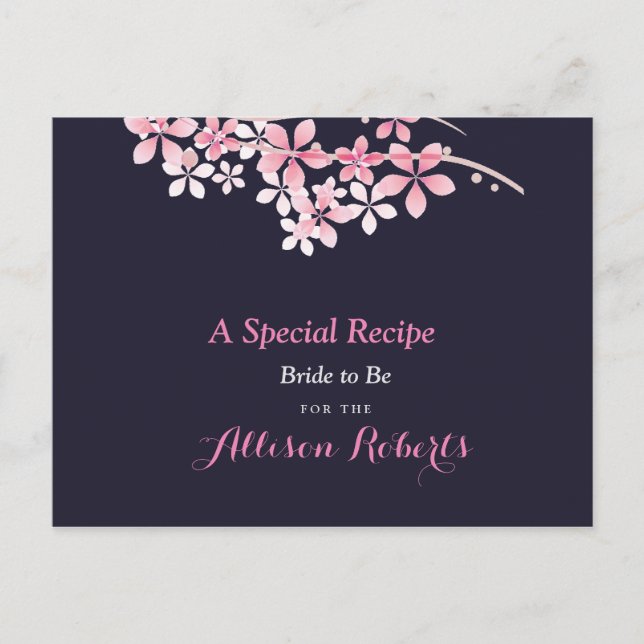 Cherry Blossom Pink Marine Brautparty Rezept Postkarte (Vorderseite)