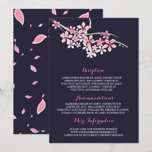 Cherry Blossom Pink Marine Hochzeitsgäste Einladung