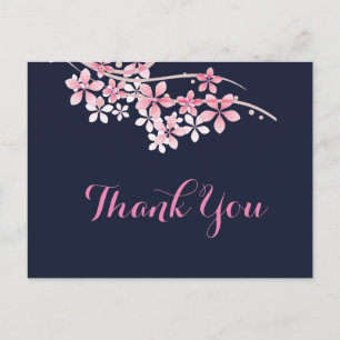 Cherry Blossom Pink Marine Vielen Dank Postkarte