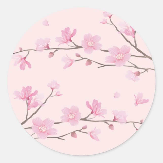 Cherry Blossom - Pink Runder Aufkleber (Vorderseite)