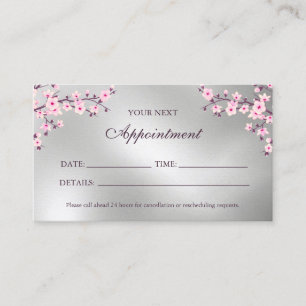 Cherry Blossom Pink Silver Terminierungskarte Visitenkarte