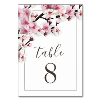 Cherry Blossom Pink Wedding Tischnummer Cards