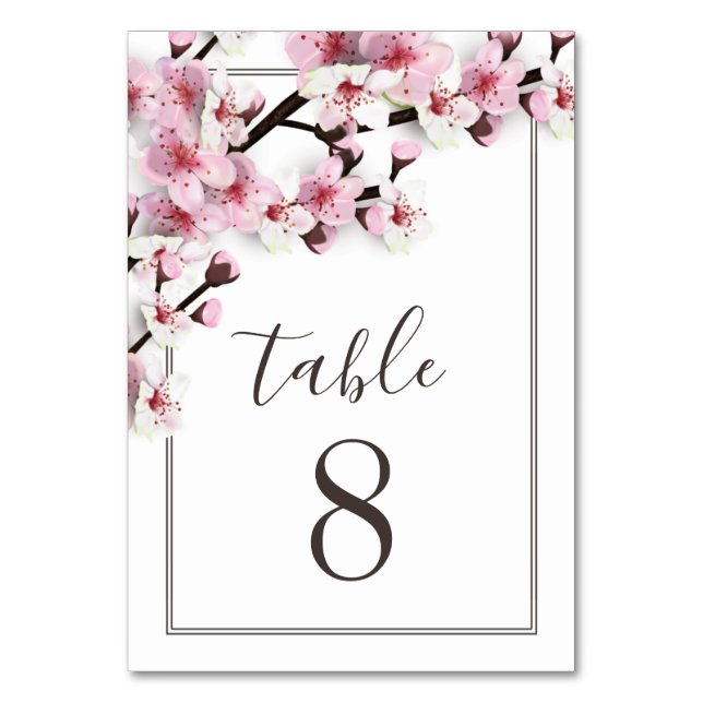 Cherry Blossom Pink Wedding Tischnummer Cards (Vorderseite)