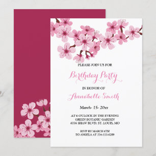 Cherry Blossom Pink Weiße Blumenpartei Einladung