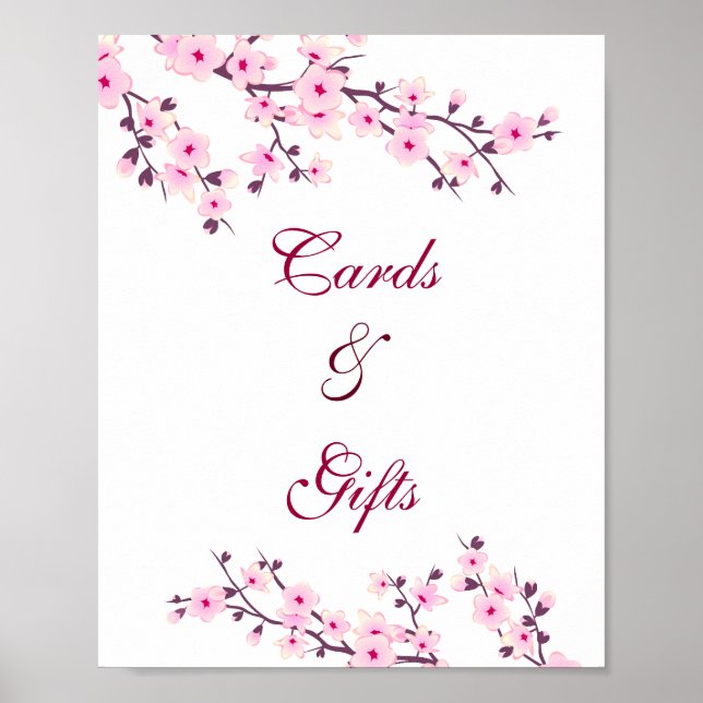 Cherry Blossom Pink White Cards And Gifts Wedding Poster (Vorne)