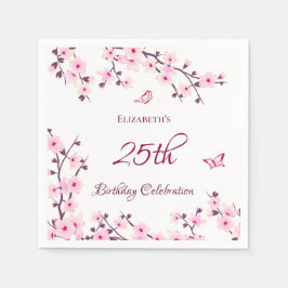 Cherry Blossom Pink White Custom Geburtstag Serviette