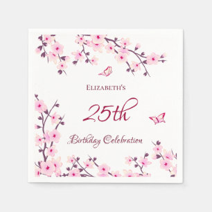 Cherry Blossom Pink White Custom Geburtstag Serviette