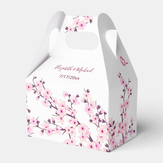Cherry Blossom Pink White Custom Wedding Geschenkschachtel (Vorderseite)