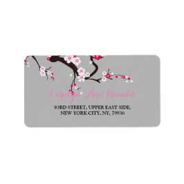 Cherry Blossom Pink White flora Adressenschild Adressaufkleber