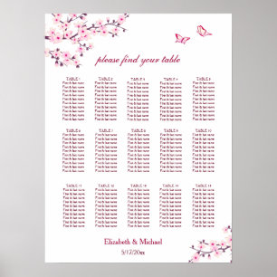Cherry Blossom Pink White   Hochzeit Poster