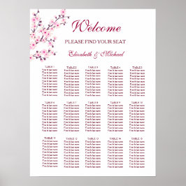 Cherry Blossom Pink White Wedding Chart Poster