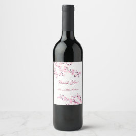 Cherry Blossom Pink White Wedding Custom Vielen Da Weinetikett