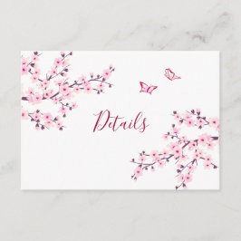 Cherry Blossom Pink White Wedding Details Begleitkarte