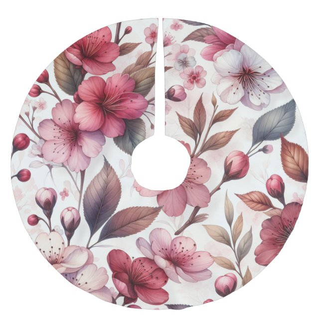 Cherry Blossom Polyester Weihnachtsbaumdecke (Vorderseite)