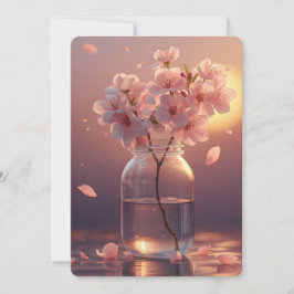 Cherry Blossom Postcard - Elegant Hand-Drawn Sakur Einladung