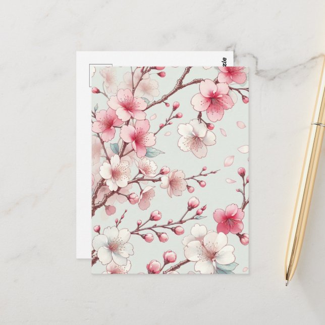 Cherry Blossom Postkarte (Vorderseite/Rückseite Beispiel)