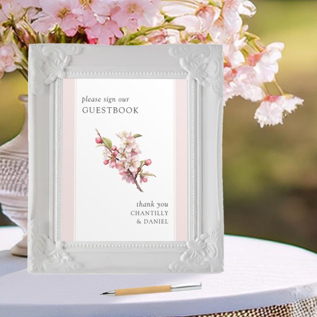 Cherry Blossom Printable Wedding Guestbook Sign Poster (Guestbook Sign from the Cherry Blossom Wedding Collection by Darling & May)