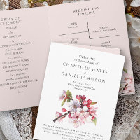 Cherry Blossom Programme de mariage rose et blanc