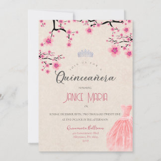 Cherry Blossom Quinceañera Einladung