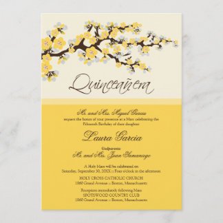 Cherry Blossom Quinceanera Invitation (gelb) Einladung